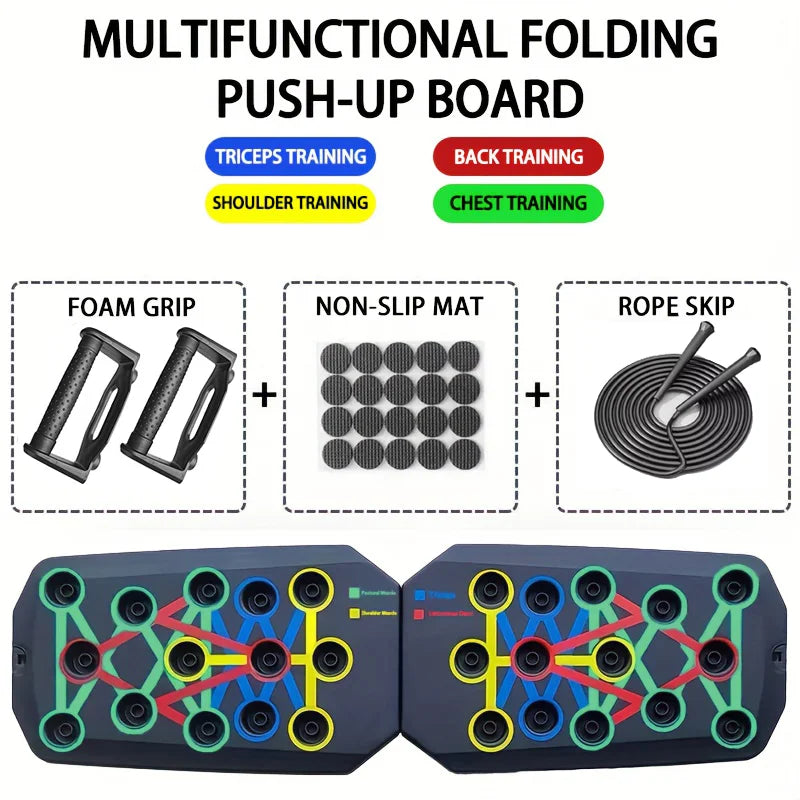 Portable Multifunctional Push-Up Board Set with Handles - Foldable Fitness Equipment for Comprehensive Chest, Abdomen, Arms, and Back Training