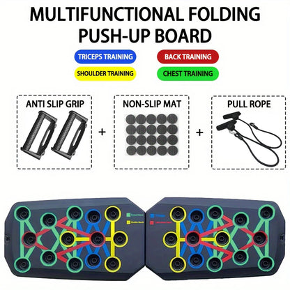 Portable Multifunctional Push-Up Board Set with Handles - Foldable Fitness Equipment for Comprehensive Chest, Abdomen, Arms, and Back Training